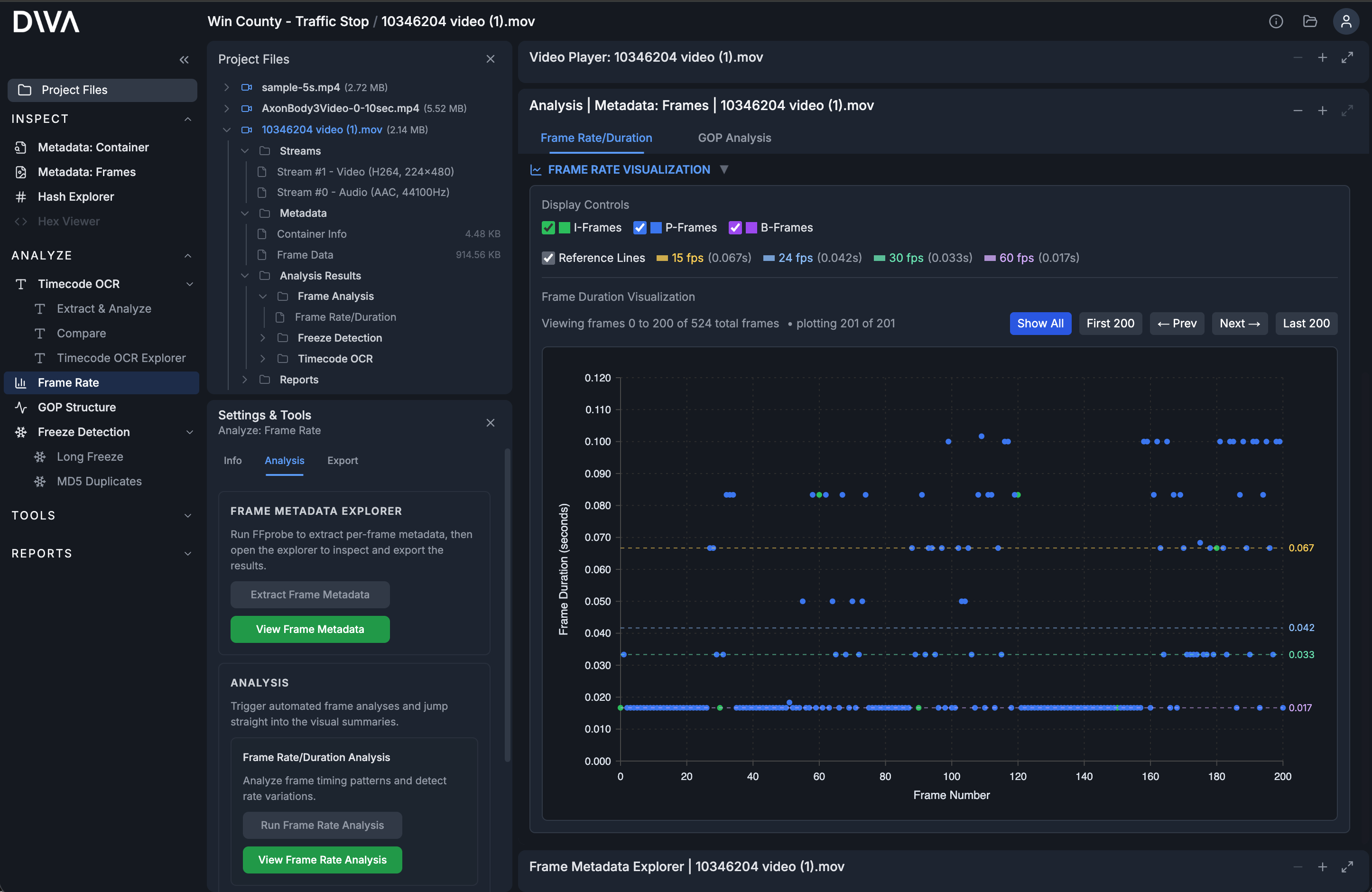 DIVA frame timing analysis screenshot