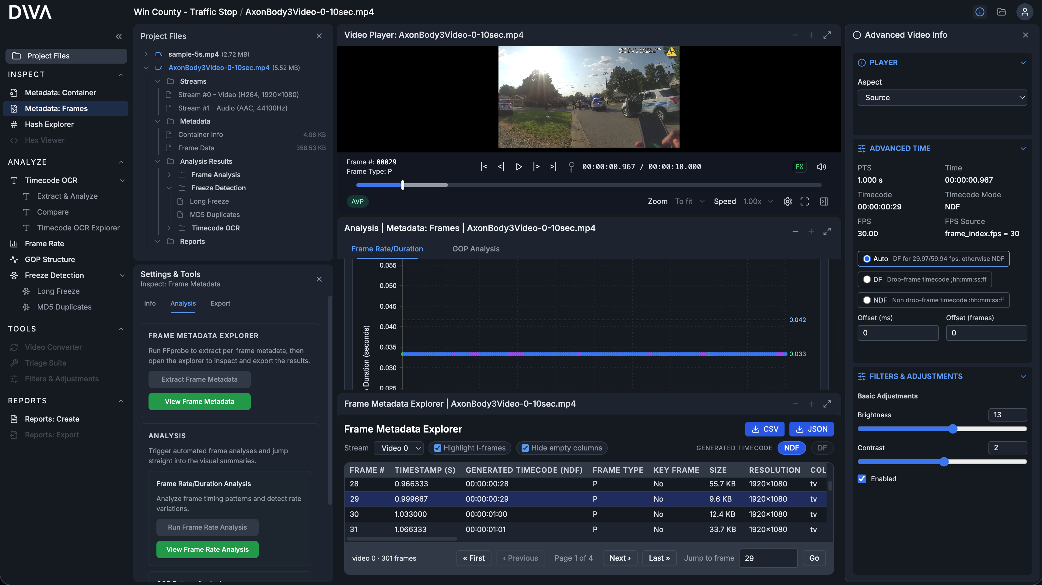 DIVA analysis workspace screenshot